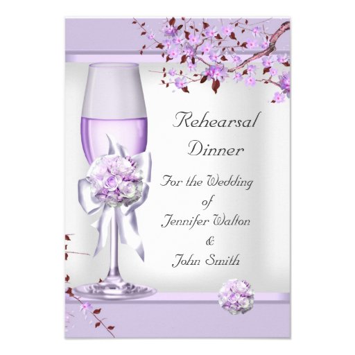 Rehearsal Dinner Wedding Lavender Purple Lilac  4 Custom Invitations