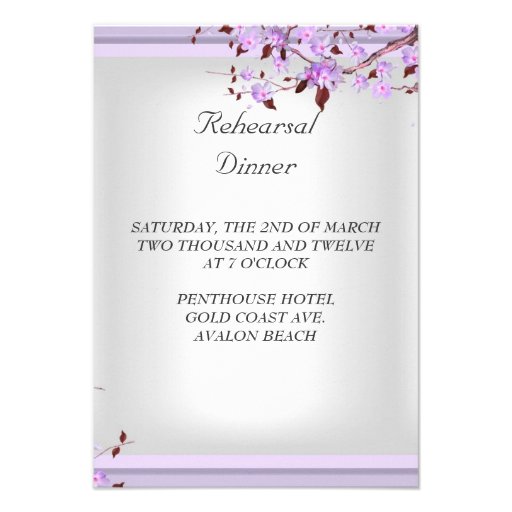 Rehearsal Dinner Wedding Lavender Purple Lilac  4 Custom Invitations