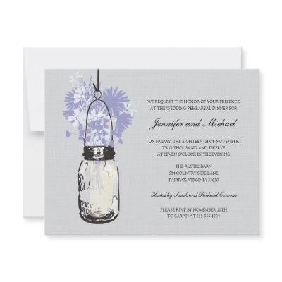 Rehearsal Dinner - Wild Flowers &amp; Mason Jar Personalized Invitations