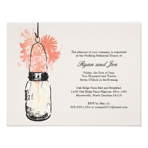 Rehearsal Dinner - Wild Flowers & Mason Jar Invites