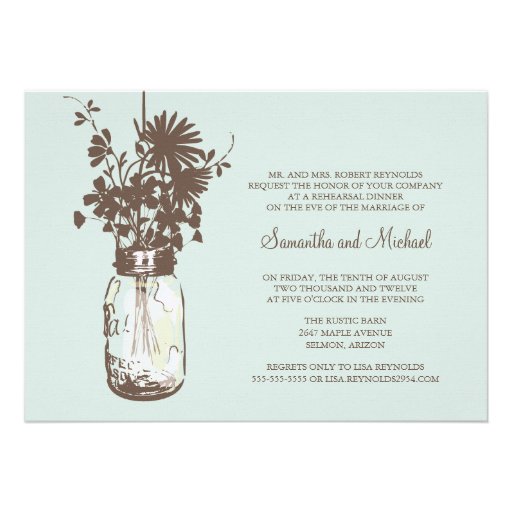 Rehearsal Dinner - Wild Flowers & Mason Jar Invite