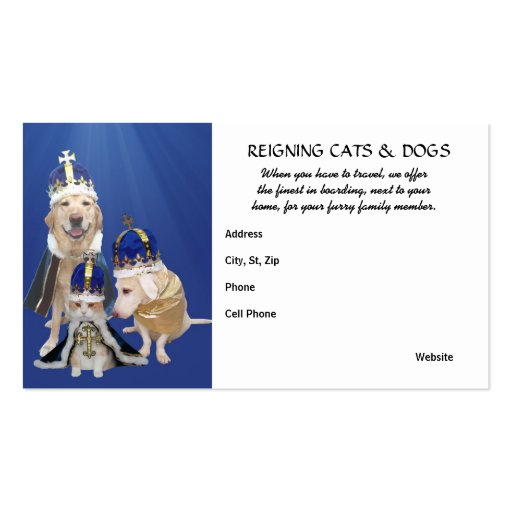 Reigning Cats & Dogs Business Cards (front side)