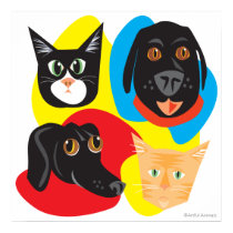Reigning Cats & Dogs_Frisky Friends (color shapes) posters