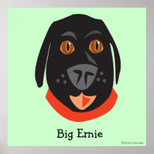 Reigning Cats & Dogs_Furry Faces_Big Ernie Print
