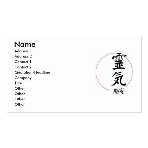 Reiki Chubby Card Business Card Templates (front side)