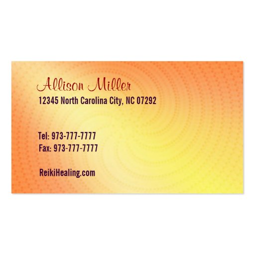 Reiki for Animals Business Cards (back side)