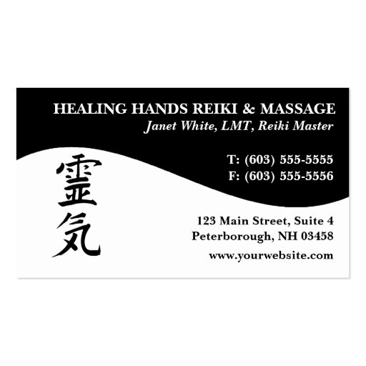 Reiki Master Practitioner Business Cards (front side)