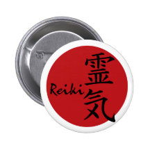 Reiki - red pinback buttons