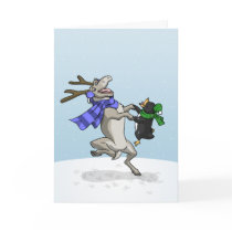 Reindeer and Penguin in the Snow cards by Narugi Reindeer and Penguin in the Snow cards