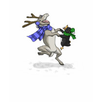 Reindeer and Penguin in the Snow t-shirts by Narugi Reindeer and Penguin in the Snow t-shirts