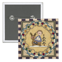 Reindeer and Raggedy Annie Pinback Buttons