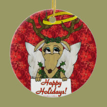 Reindeer Angel Happy Holidays Ornament ornaments