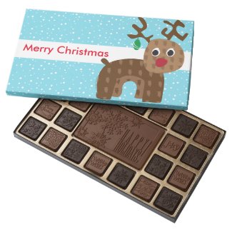 Reindeer Art Holiday Food Gifts 45 Piece Box Of Chocolates