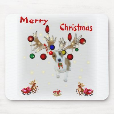 reindeer basenji Christmas Mouse Mats by deesbasenjis