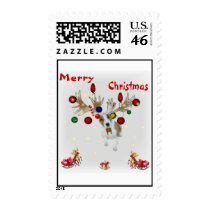 reindeer Basenji Christmas stamp
