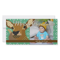 Reindeer Christmas Green Photo Card