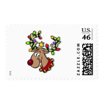 Reindeer Christmas Lights postage by ChristmasStamps Reindeer Christmas Lights postage