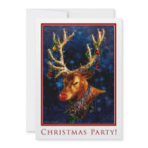 Reindeer Christmas Party Custom Invitation Temp