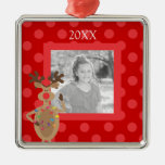 Reindeer Christmas w Lights Red Dots Ornament
