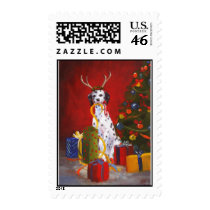 Reindeer Dalmatian- Wrapping the Gifts postage by SMVstudio Reindeer Dalmatian- Wrapping the Gifts postage