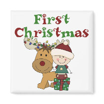 Reindeer First Christmas T-shirts and Gifts magnets