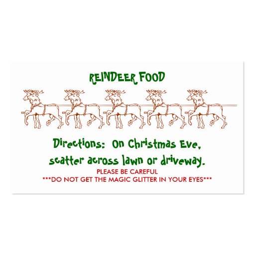 REINDEER FOOD - Customized 2 Business Card (front side)