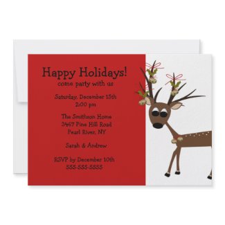 Reindeer Holiday Christmas Party Invitation invitation