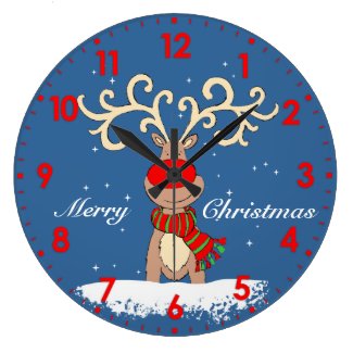 Reindeer in the snow graphic Christmas wall clock