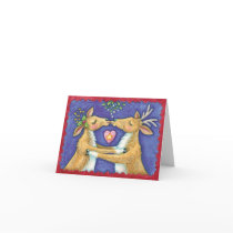 Reindeer Kissing Under the Mistletoe Greeting Card