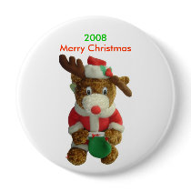 Reindeer Merry Christmas Button 4" Round