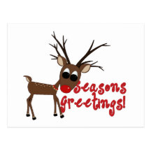Reindeer Season's Greetings Post Card