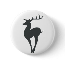 Reindeer Silhouette Pinback Buttons