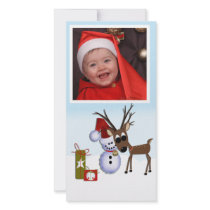 Reindeer Snowman Photo Card photo cards