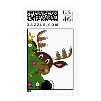 Reindeer & Tree Postage stamp