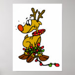 Reindeer w/ Lights Poster