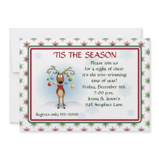 Reindeer with Ornaments Christmas Party Invitation