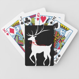 Reindeer with Red Bow Bicycle Playing Cards