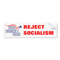 REJECT SOCIALISM Romney Palin - Customized bumper stickers