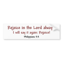 Rejoice Always (white) bumper stickers by experiencethebible Rejoice Always (white) bumper stickers