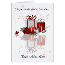 Rejoice in the spirit of Christmas, Peace Love Hop Greeting Cards