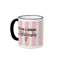 Relationship Over Religion Coffee Mug-Pink Stripe