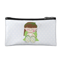 Relax! Cute Kawaii Girl Relaxing with Tea / Coffee Cosmetic Bags