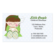 Relax! Cute Kawaii Girl Relaxing with Tea / Coffee Business Card Templates