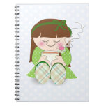 Relax! Cute Kawaii Girl Relaxing with Tea / Coffee Spiral Note Books