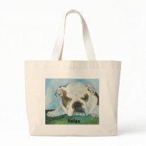 Relax English bulldog tote bag by DeborahSprague Relax English bulldog tote bag
