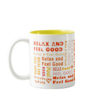 ::: Relax & Feel Good (Orange) ::: Mug by MihokoHakata ::: Relax & Feel Good (Orange) ::: Mug