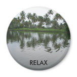 Relax in Kerala with Water and Coconut Trees! Refrigerator Magnet