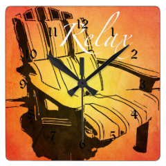 Relax Red Orange Adirondack Chair Summer Beach The Square Wall Clock