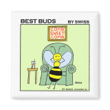 Relaxing Bee Gardening Cartoon Fridge Magnet magnet