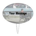 Relaxing by the Manhattan Skyline Oval Cake Topper